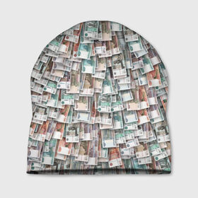 Шапка 3D с принтом Российские деньги в Новосибирске, 100% полиэстер | универсальный размер, печать по всей поверхности изделия | бабки | бабло | банк | банкнота | богатство | бумажный | купюры | куча | рубль