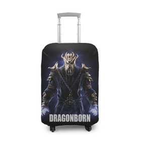 Чехол для чемодана 3D с принтом Dragonborn в Новосибирске, 86% полиэфир, 14% спандекс | двустороннее нанесение принта, прорези для ручек и колес | game | the elder scrolls v: skyrim | драконорожденный | игра | игрок
