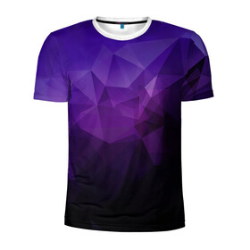 Мужская футболка 3D спортивная с принтом PolyViolet в Новосибирске, 100% полиэстер с улучшенными характеристиками | приталенный силуэт, круглая горловина, широкие плечи, сужается к линии бедра | полигон | тёмный | треугольники | фиолетовый