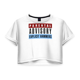 Женская футболка 3D укороченная с принтом Parental Advisory в Новосибирске, 100% полиэстер | круглая горловина, длина футболки до линии талии, рукава с отворотами | explicit content | hip hop | parental advisory | rap | парентал адвисори | рэп | хип хоп