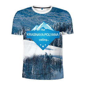 Мужская футболка 3D спортивная с принтом Красная поляна в Новосибирске, 100% полиэстер с улучшенными характеристиками | приталенный силуэт, круглая горловина, широкие плечи, сужается к линии бедра | Тематика изображения на принте: горнолыжный курорт | горы | зима | красная поляна | лыжи | парк | роза хуторов | снег | сноутборд | сочи