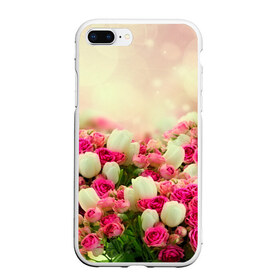 Чехол для iPhone 7Plus/8 Plus матовый с принтом Цветы в Новосибирске, Силикон | Область печати: задняя сторона чехла, без боковых панелей | Тематика изображения на принте: розовый | розы | цветы | яркий