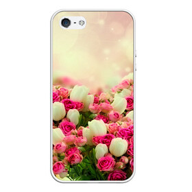 Чехол для iPhone 5/5S матовый с принтом Цветы в Новосибирске, Силикон | Область печати: задняя сторона чехла, без боковых панелей | Тематика изображения на принте: розовый | розы | цветы | яркий