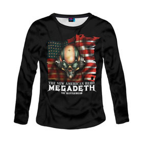 Женский лонгслив 3D с принтом Megadeth #3 в Новосибирске, 100% полиэстер | длинные рукава, круглый вырез горловины, полуприлегающий силуэт | dave | megadeth | metal | mustaine | rattlehead | rock | thrash | vic | дейв | мастейн | мегадез | мегадет | мегедес | метал | рок | треш