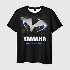 Мужская футболка 3D с принтом Yamaha в Новосибирске, 100% полиэфир | прямой крой, круглый вырез горловины, длина до линии бедер | Тематика изображения на принте: yamaha | yzf | байк | байкер | мото | мотоцикл | мотоциклист | ямаха