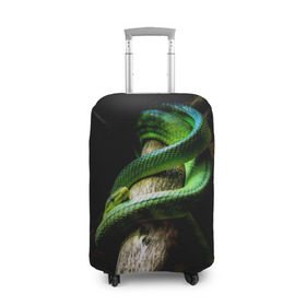 Чехол для чемодана 3D с принтом Змея на груди в Новосибирске, 86% полиэфир, 14% спандекс | двустороннее нанесение принта, прорези для ручек и колес | гадюка | дерево | джунгли | зелёный змей | змея | кобра | природа | удав