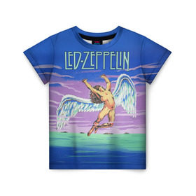 Детская футболка 3D с принтом Led Zeppelin 2 в Новосибирске, 100% гипоаллергенный полиэфир | прямой крой, круглый вырез горловины, длина до линии бедер, чуть спущенное плечо, ткань немного тянется | Тематика изображения на принте: led zeppelin | лед зеппелин | роберт плант