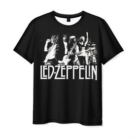 Мужская футболка 3D с принтом Led Zeppelin 4 в Новосибирске, 100% полиэфир | прямой крой, круглый вырез горловины, длина до линии бедер | Тематика изображения на принте: led zeppelin | лед зеппелин | роберт плант