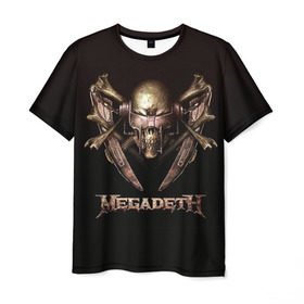 Мужская футболка 3D с принтом Megadeth 3 в Новосибирске, 100% полиэфир | прямой крой, круглый вырез горловины, длина до линии бедер | megadeth | дирк вербурен | дэвид эллефсон | дэйв мастейн | кико лоурейро | мегадэт