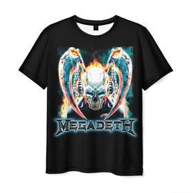Мужская футболка 3D с принтом Megadeth 4 в Новосибирске, 100% полиэфир | прямой крой, круглый вырез горловины, длина до линии бедер | megadeth | дирк вербурен | дэвид эллефсон | дэйв мастейн | кико лоурейро | мегадэт