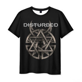 Мужская футболка 3D с принтом Disturbed 2 в Новосибирске, 100% полиэфир | прямой крой, круглый вырез горловины, длина до линии бедер | disturbed | donegan | draiman | moyer | wengren | венгрен | дистурбед | дониган | дрейман | мойер | хард рок