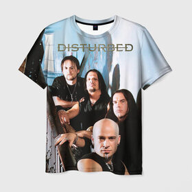 Мужская футболка 3D с принтом Disturbed 6 в Новосибирске, 100% полиэфир | прямой крой, круглый вырез горловины, длина до линии бедер | disturbed | donegan | draiman | moyer | wengren | венгрен | дистурбед | дониган | дрейман | мойер | хард рок