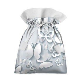 Подарочный 3D мешок с принтом Белоснежные бабочки в Новосибирске, 100% полиэстер | Размер: 29*39 см | Тематика изображения на принте: бабочка | девушка | кружево. красота | нежность | полёт