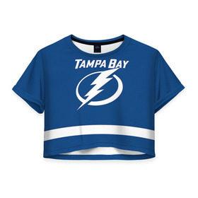 Женская футболка 3D укороченная с принтом Tampa Bay Killorn в Новосибирске, 100% полиэстер | круглая горловина, длина футболки до линии талии, рукава с отворотами | 17 | alex killorn | tampa bay lightning | нхл | тампа бэй лайтнинг | хоккей