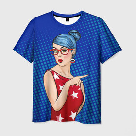 Мужская футболка 3D с принтом Pop Art Girl в Новосибирске, 100% полиэфир | прямой крой, круглый вырез горловины, длина до линии бедер | Тематика изображения на принте: retro | арт | винтаж | девушка | искусство | поп | ретро