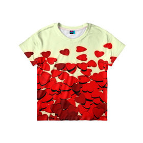 Детская футболка 3D с принтом valentine`s day в Новосибирске, 100% гипоаллергенный полиэфир | прямой крой, круглый вырез горловины, длина до линии бедер, чуть спущенное плечо, ткань немного тянется | 14 февраля | valentines day | день влюбленных | игрушка | любовь | сердечки | сердце