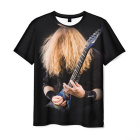 Мужская футболка 3D с принтом Dave Mustaine в Новосибирске, 100% полиэфир | прямой крой, круглый вырез горловины, длина до линии бедер | dave | megadeth | metal | mustaine | rattlehead | rock | thrash | vic | дейв | мастейн | мегадет | метал | рок | треш