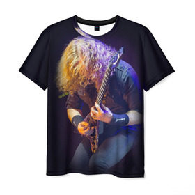 Мужская футболка 3D с принтом Dave Mustaine в Новосибирске, 100% полиэфир | прямой крой, круглый вырез горловины, длина до линии бедер | dave | megadeth | metal | mustaine | rattlehead | rock | thrash | vic | дейв | мастейн | мегадет | метал | рок | треш