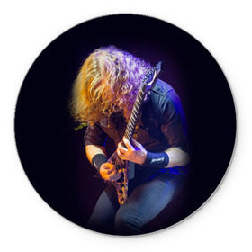 Коврик круглый с принтом Dave Mustaine в Новосибирске, резина и полиэстер | круглая форма, изображение наносится на всю лицевую часть | Тематика изображения на принте: dave | megadeth | metal | mustaine | rattlehead | rock | thrash | vic | дейв | мастейн | мегадет | метал | рок | треш
