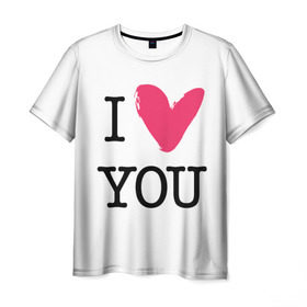 Мужская футболка 3D с принтом Valentine`s Day, I Iove you в Новосибирске, 100% полиэфир | прямой крой, круглый вырез горловины, длина до линии бедер | 14 | february | heart | holiday | i love you | valentines day | день святого валентина | праздник | сердце | февраль | я люблю тебя