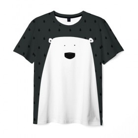Мужская футболка 3D с принтом Дождевой медведь в Новосибирске, 100% полиэфир | прямой крой, круглый вырез горловины, длина до линии бедер | bear | rain | дождь | медведь