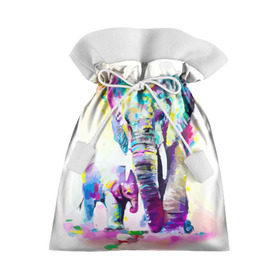 Подарочный 3D мешок с принтом Слоны в Новосибирске, 100% полиэстер | Размер: 29*39 см | Тематика изображения на принте: animal | art | bright | child | color | elephants | family | mother | rainbow | spectrum | животные | искусство | мама | радуга | ребенок | семья | слоны | спектр | цвета | яркие