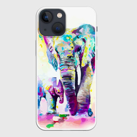 Чехол для iPhone 13 mini с принтом Слоны в Новосибирске,  |  | animal | art | bright | child | color | elephants | family | mother | rainbow | spectrum | животные | искусство | мама | радуга | ребенок | семья | слоны | спектр | цвета | яркие