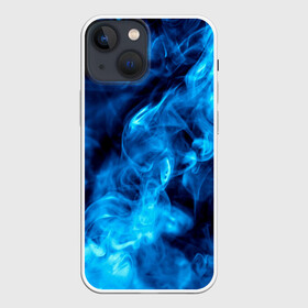 Чехол для iPhone 13 mini с принтом Smoke в Новосибирске,  |  | дым | огонь | пламя | синий