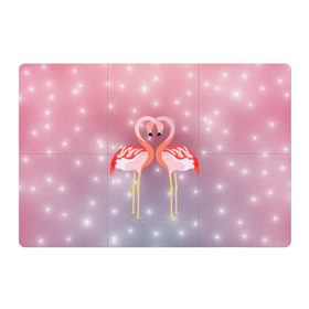 Магнитный плакат 3Х2 с принтом Влюбленные фламинго в Новосибирске, Полимерный материал с магнитным слоем | 6 деталей размером 9*9 см | 14 февраля | день всех влюбленных | любовь | птицы | фламинго