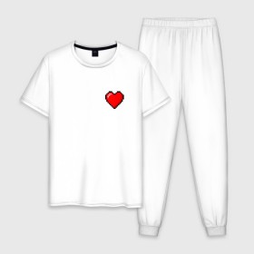 Мужская пижама хлопок с принтом Пиксельное сердце в Новосибирске, 100% хлопок | брюки и футболка прямого кроя, без карманов, на брюках мягкая резинка на поясе и по низу штанин
 | 