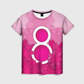 Женская футболка 3D с принтом 8 марта в Новосибирске, 100% полиэфир ( синтетическое хлопкоподобное полотно) | прямой крой, круглый вырез горловины, длина до линии бедер | 8 марта | подарок бабушке | подарок жене | подарок маме | подарок на 8 марта