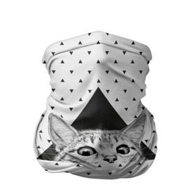 Бандана-труба 3D с принтом Взгляд кота в Новосибирске, 100% полиэстер, ткань с особыми свойствами — Activecool | плотность 150‒180 г/м2; хорошо тянется, но сохраняет форму | animal | beast | cat | feline | kitty | meow | triangle | взгляд | геометрия | животное | зверь | китти | кот | котенок | кошка | мяу | треугольник