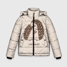 Зимняя куртка для мальчиков 3D с принтом Влюбленные ежики в Новосибирске, ткань верха — 100% полиэстер; подклад — 100% полиэстер, утеплитель — 100% полиэстер | длина ниже бедра, удлиненная спинка, воротник стойка и отстегивающийся капюшон. Есть боковые карманы с листочкой на кнопках, утяжки по низу изделия и внутренний карман на молнии. 

Предусмотрены светоотражающий принт на спинке, радужный светоотражающий элемент на пуллере молнии и на резинке для утяжки | Тематика изображения на принте: amour | animal | beast | happy | heart | hedgehog | life | love | амур | влюбленность | ежик | животное | жизнь | зверь | любовь | объятья | радость | сердце | счастье