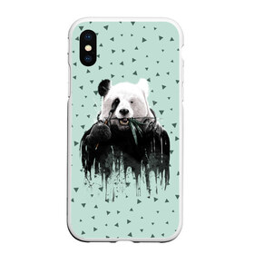 Чехол для iPhone XS Max матовый с принтом Панда-художник в Новосибирске, Силикон | Область печати: задняя сторона чехла, без боковых панелей | animal | art | artist | bear | beast | design | panda | style | арт | дизайн | животное | зверь | кисть | краски | медведь | панда | стиль | художник