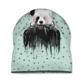 Шапка 3D с принтом Панда-художник в Новосибирске, 100% полиэстер | универсальный размер, печать по всей поверхности изделия | Тематика изображения на принте: animal | art | artist | bear | beast | design | panda | style | арт | дизайн | животное | зверь | кисть | краски | медведь | панда | стиль | художник
