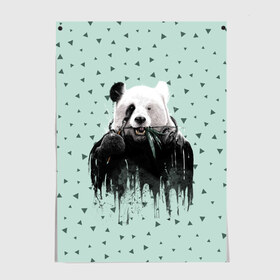 Постер с принтом Панда-художник в Новосибирске, 100% бумага
 | бумага, плотность 150 мг. Матовая, но за счет высокого коэффициента гладкости имеет небольшой блеск и дает на свету блики, но в отличии от глянцевой бумаги не покрыта лаком | animal | art | artist | bear | beast | design | panda | style | арт | дизайн | животное | зверь | кисть | краски | медведь | панда | стиль | художник