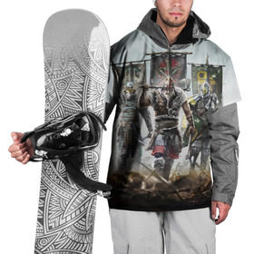 Накидка на куртку 3D с принтом For Honor в Новосибирске, 100% полиэстер |  | for honor | боевые топоры | воители | доспехи | мечи | трое 3 | шлем
