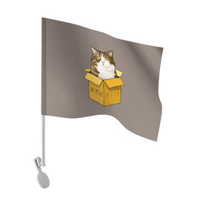 Флаг для автомобиля с принтом Maru в Новосибирске, 100% полиэстер | Размер: 30*21 см | cat | maru | коробка | кот в коробке | кот мару | котейка | кошка | мару | прикол