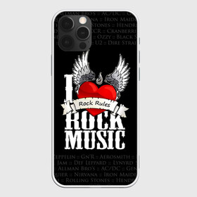 Чехол для iPhone 12 Pro с принтом Rock Rules в Новосибирске, силикон | область печати: задняя сторона чехла, без боковых панелей | Тематика изображения на принте: rock | гитара | музыка | рок