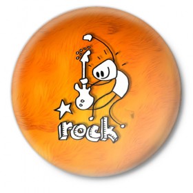 Значок с принтом rock в Новосибирске,  металл | круглая форма, металлическая застежка в виде булавки | Тематика изображения на принте: rock | гитара | музыка | рок