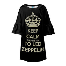 Детское платье 3D с принтом Led Zeppelin в Новосибирске, 100% полиэстер | прямой силуэт, чуть расширенный к низу. Круглая горловина, на рукавах — воланы | Тематика изображения на принте: led zeppelin