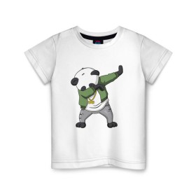 Детская футболка хлопок с принтом Panda dab в Новосибирске, 100% хлопок | круглый вырез горловины, полуприлегающий силуэт, длина до линии бедер | dab | dab n dance | panda dab | панда