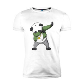 Мужская футболка премиум с принтом Panda dab в Новосибирске, 92% хлопок, 8% лайкра | приталенный силуэт, круглый вырез ворота, длина до линии бедра, короткий рукав | dab | dab n dance | panda dab | панда
