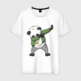 Мужская футболка хлопок с принтом Panda dab в Новосибирске, 100% хлопок | прямой крой, круглый вырез горловины, длина до линии бедер, слегка спущенное плечо. | dab | dab n dance | panda dab | панда