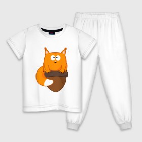 Детская пижама хлопок с принтом Белочка с орешком в Новосибирске, 100% хлопок |  брюки и футболка прямого кроя, без карманов, на брюках мягкая резинка на поясе и по низу штанин
 | Тематика изображения на принте: милый | орех