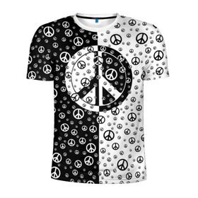 Мужская футболка 3D спортивная с принтом Peace Symbol в Новосибирске, 100% полиэстер с улучшенными характеристиками | приталенный силуэт, круглая горловина, широкие плечи, сужается к линии бедра | love | peace | symbol | знак | любовь | мир | пацифик | пацифика | сигнал | символ | хиппи