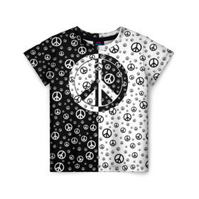 Детская футболка 3D с принтом Peace Symbol в Новосибирске, 100% гипоаллергенный полиэфир | прямой крой, круглый вырез горловины, длина до линии бедер, чуть спущенное плечо, ткань немного тянется | love | peace | symbol | знак | любовь | мир | пацифик | пацифика | сигнал | символ | хиппи