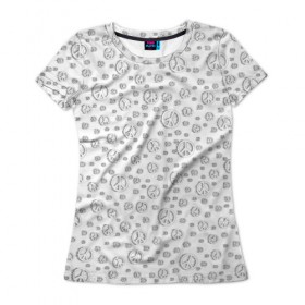 Женская футболка 3D с принтом Peace Symbol в Новосибирске, 100% полиэфир ( синтетическое хлопкоподобное полотно) | прямой крой, круглый вырез горловины, длина до линии бедер | 