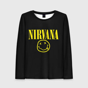 Женский лонгслив 3D с принтом Nirvana в Новосибирске, 100% полиэстер | длинные рукава, круглый вырез горловины, полуприлегающий силуэт | curt | nirvana | кобейн | курт | нирвана