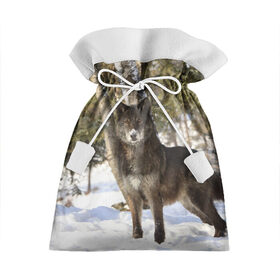 Подарочный 3D мешок с принтом Король леса в Новосибирске, 100% полиэстер | Размер: 29*39 см | Тематика изображения на принте: волки | животные | зима | зимние | картинки | снег | фото
